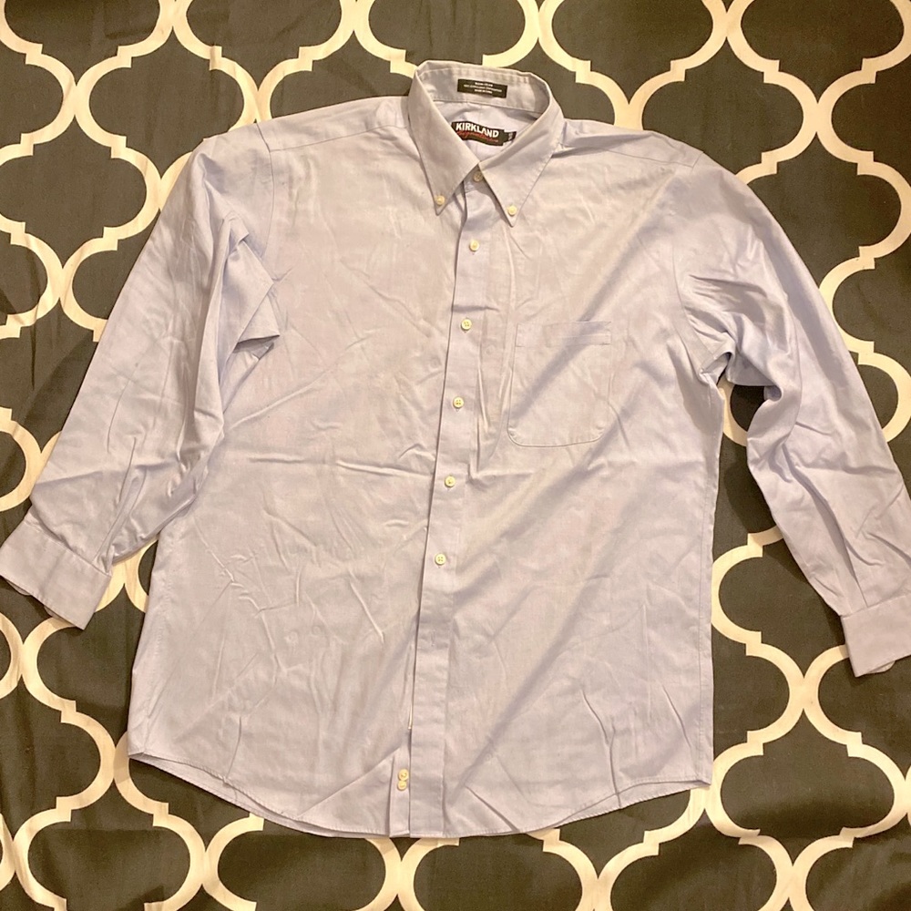 3/$21. Men’s blue button down dress shirt
